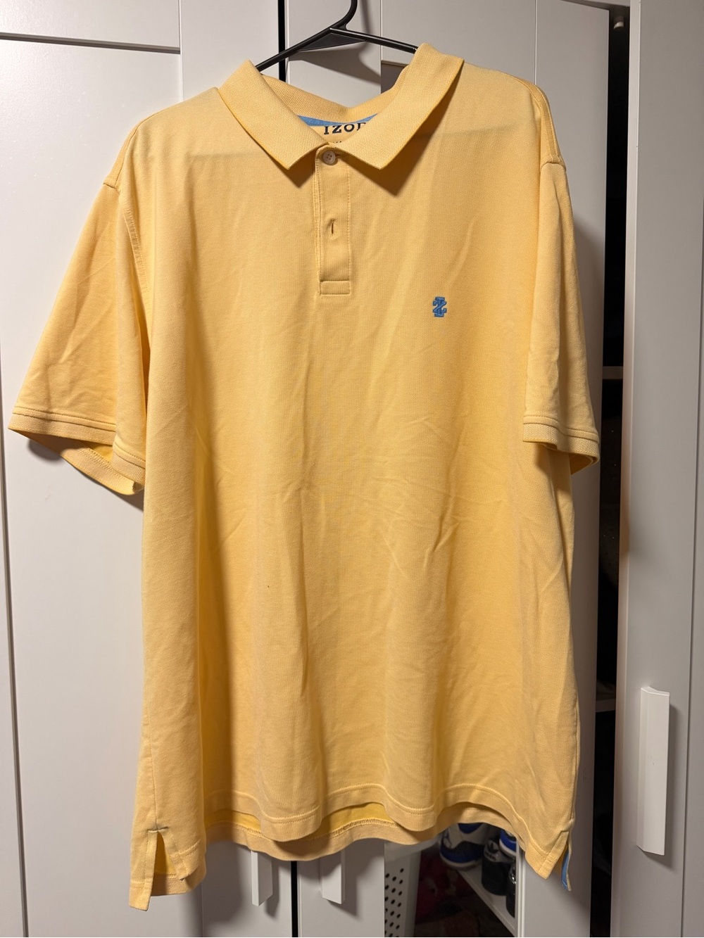 Izod Pale Yellow Polo with Light Blue Logo